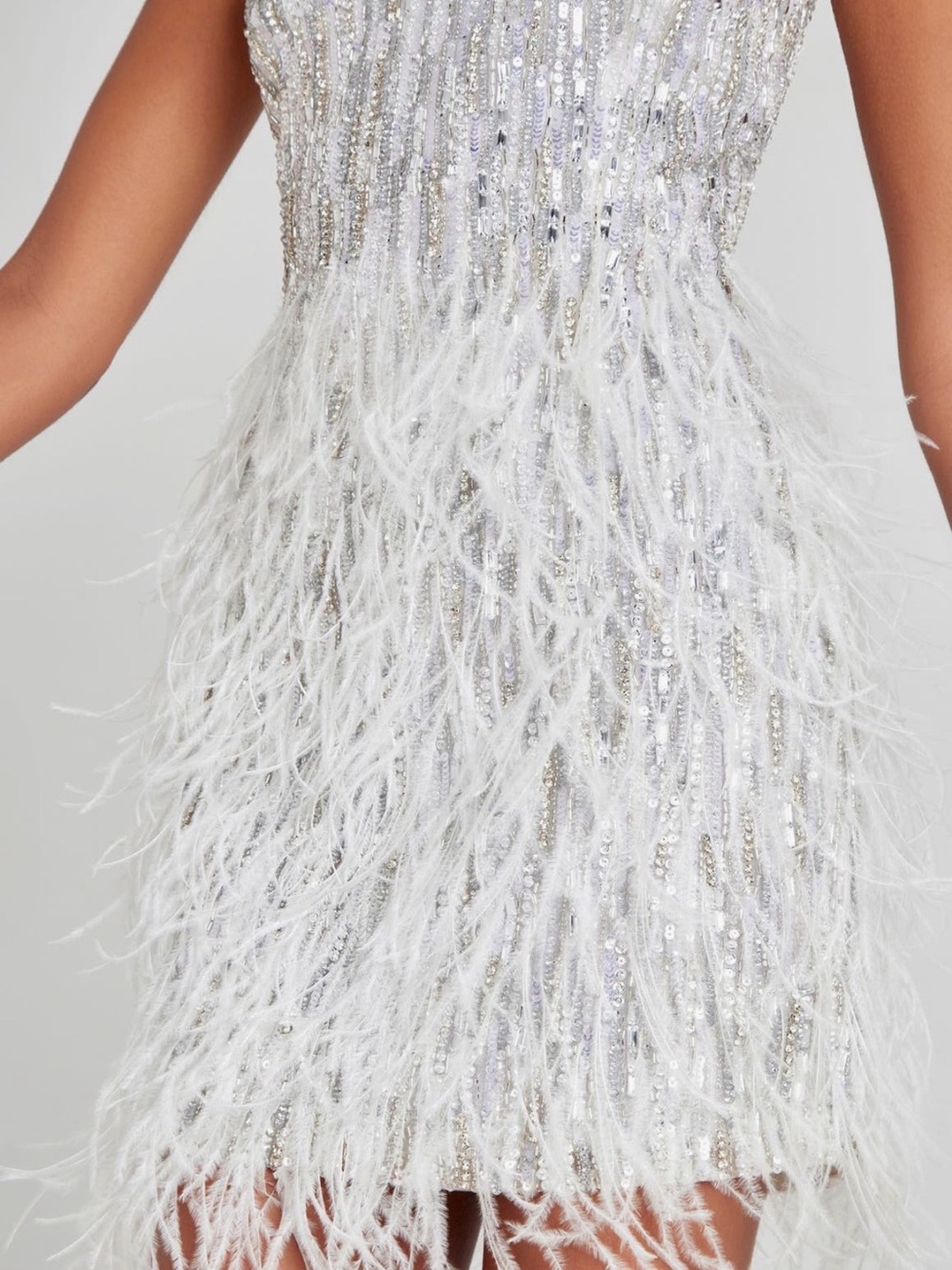 NWT Nadine Merabi Christy Sequin and Feather Cocktail Dress - Picture 4 of 8